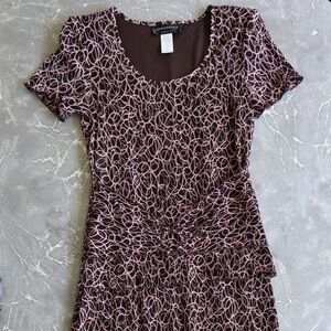 Connected Apparel Black and Pink Midi Dress